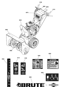 Decals Group Diagram and Parts List for 1695871 2010 Briggs and Stratton Snow Blower